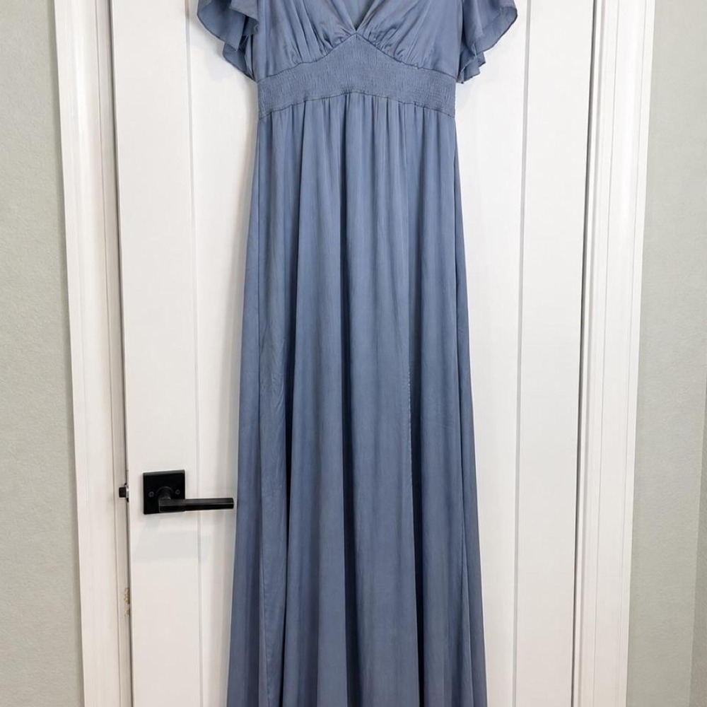 Baltic Born Dusty Blue Flutter Sleeve Maxi Dress – Large
